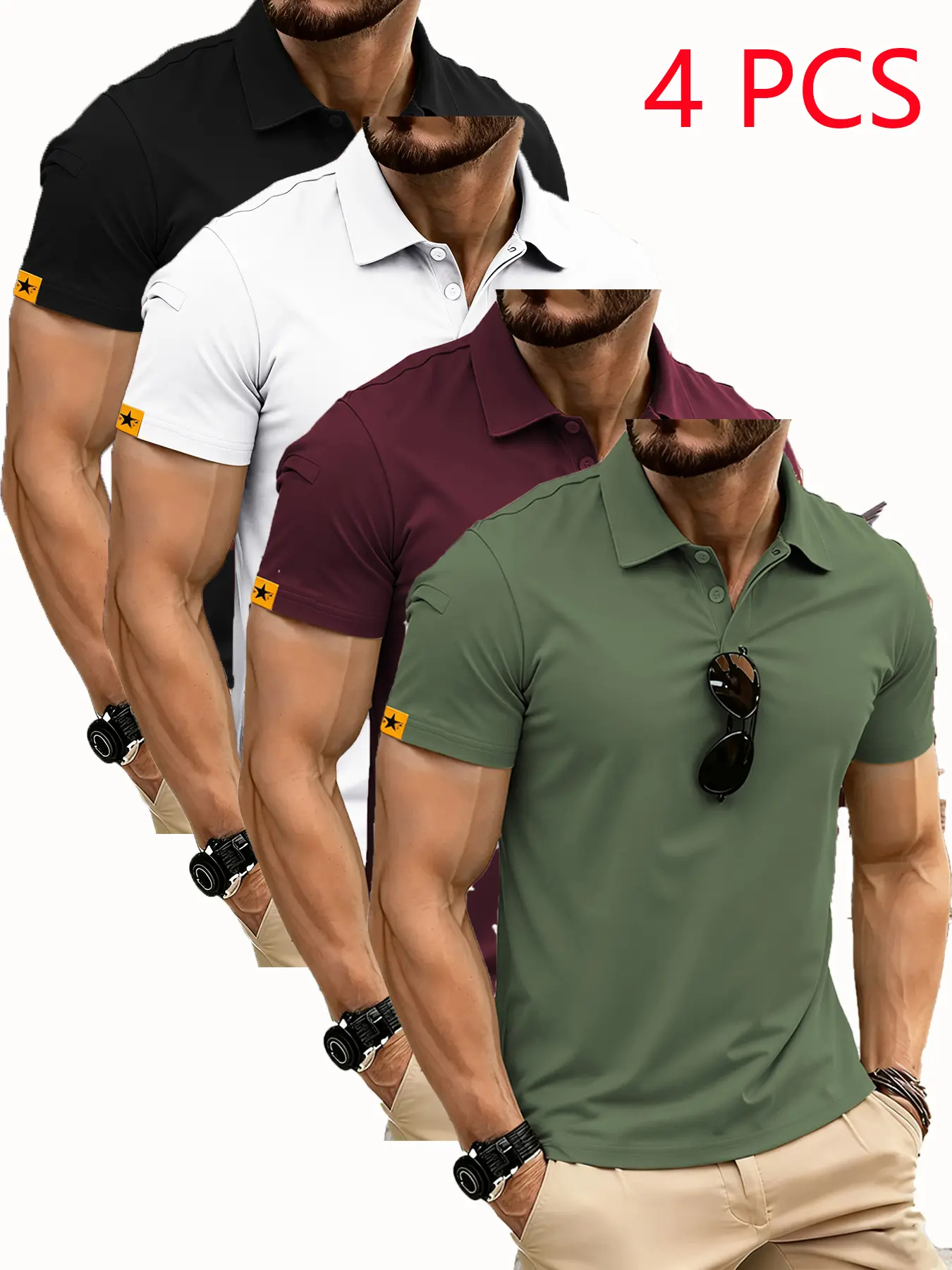 ZITY 4 Pack Mens Polo Shirt Short Sleeve Sports Golf Tennis T-Shirt Athletic Collared Tactical Shirts