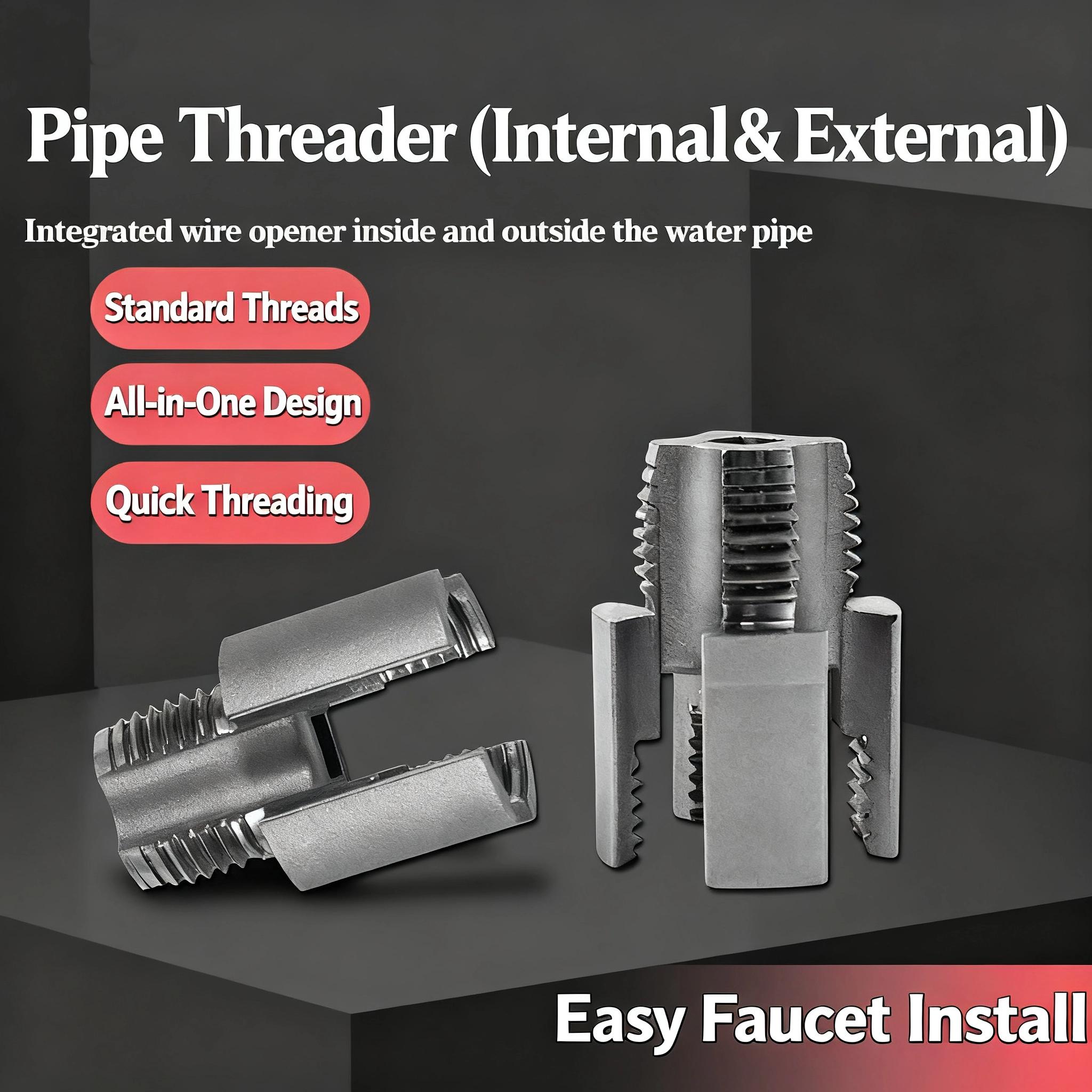 Water Pipe Threading Tool Pipe Thread Cutting Tool 1/2'' 3/4'' PVC Pipe Thread Cutting Tool, Upgrade Pipe Thread Cutting Tool for Plumbing DIY Repairs