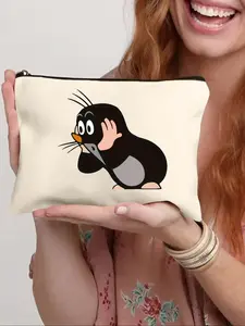 1 piece of cute penguin print makeup bag zipper bag, cosmetics travel bag, wallet pencil case, stationery bag, Mother's Day gifts, multi-purpose bag, gifts for friends