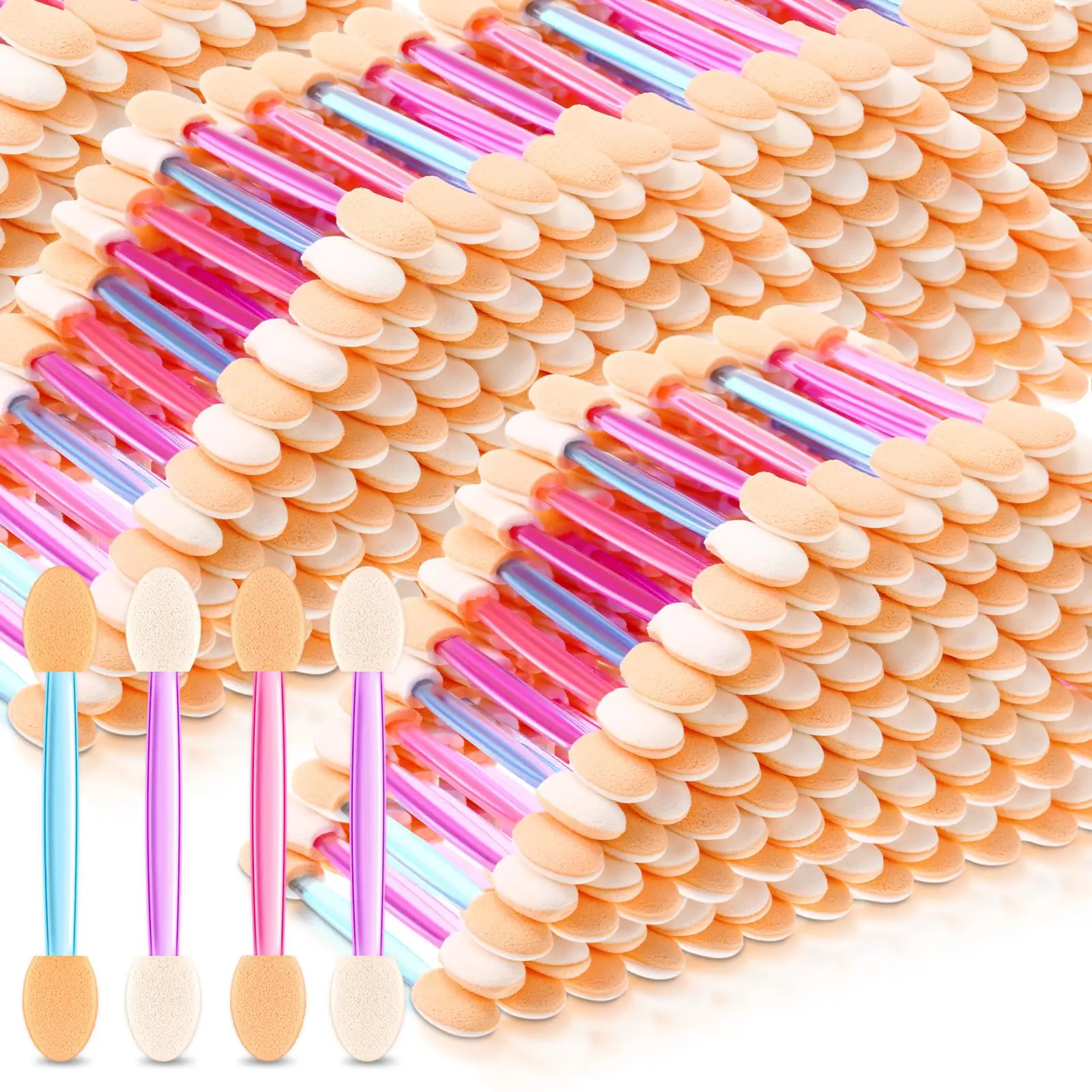 Disposable Double-ended Eyeshadow Sponge Applicators, Mixed Color Eyeshadow Brush for Christmas Gift, Professional Makeup Tools for Women