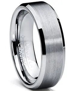 Men's 6MM High Polish / Matte Finish Tungsten Ring, Bands Sizes 5 to 13