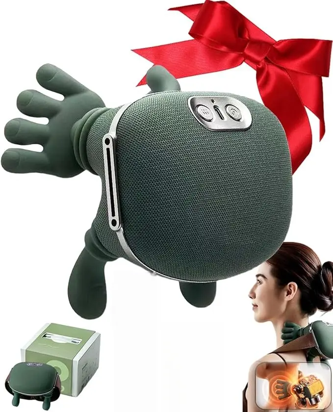 Hand Shoulder and Neck Massager, Cordless Therapalm Neck and Back Massager for Pain Relief Deep Tissue, Kneading 2 Temp Levels & 3-Speed with Heat(1Pcs)