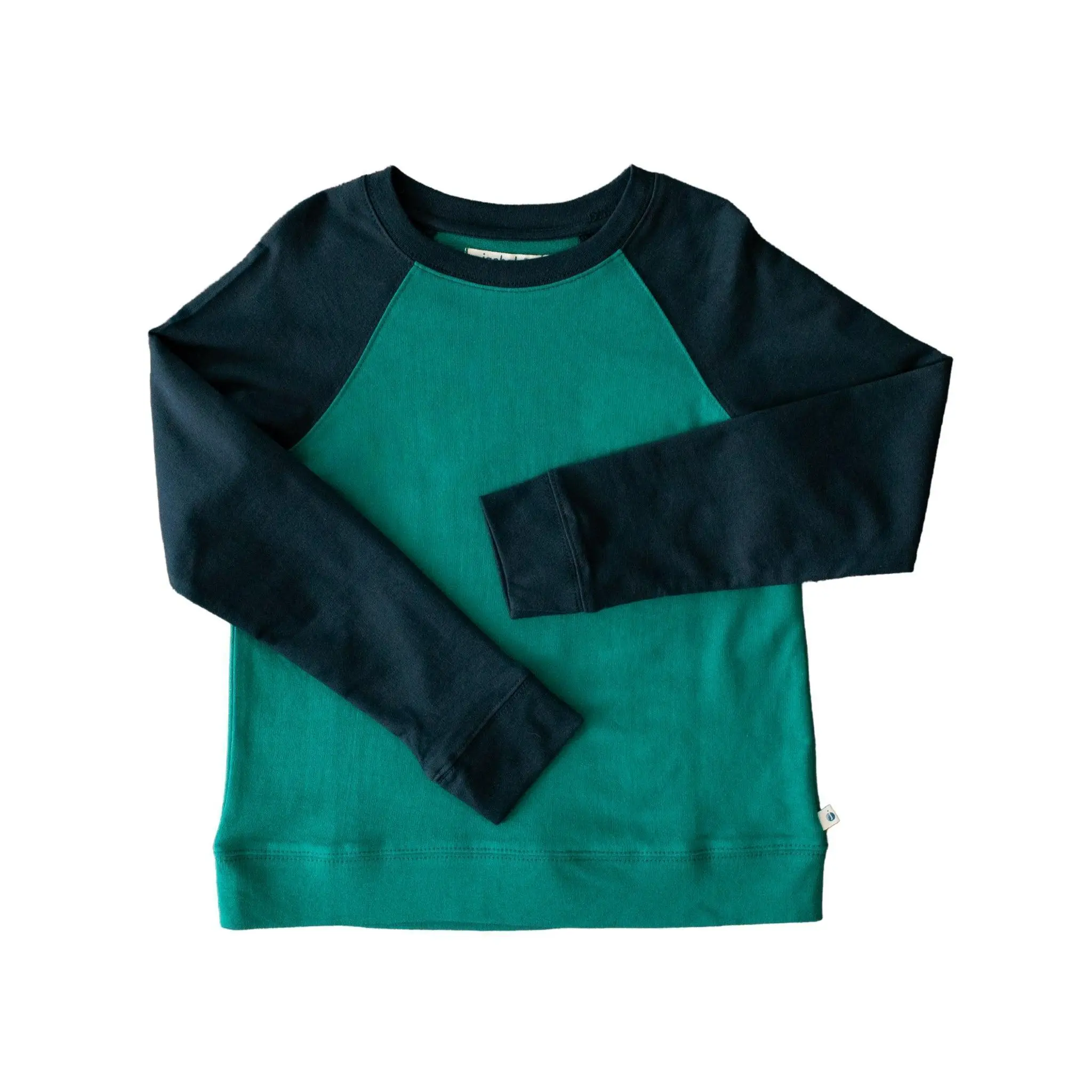 Stevie Cotton Raglan Sweatshirt - Hunter Green & Navy Color Block - Sample - Size 4