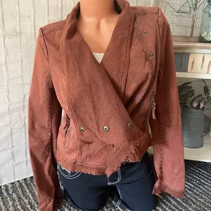 Free People Jacket Moto Biker Drape Crop Distressed Hem Multifunctional S NEW