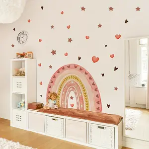 A set of 2 pieces (30*90cm*2pcs) hand-painted large rainbow wall stickers, suitable for living room, bedroom, home background decoration, model B16037-YJ