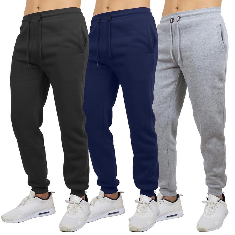 3-Pack Men's Slim Fit Fleece Lined Joggers (Sizes - S to 3XL)