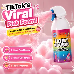 HCM Toilet Bowl Cleaner, Toilet Cleaning Foam – Expands to Clean Hard-to-Reach Areas · Lifts Stains and Odors · Leaves a Light Peach Freshness | household items · Bathroom Cleaner · cleaning supplies and tools