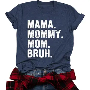 Mama Shirt for Women Mama Mommy Mom Bruh Mother's Day T Shirts Funny Short Sleeve Casual Tops Tees