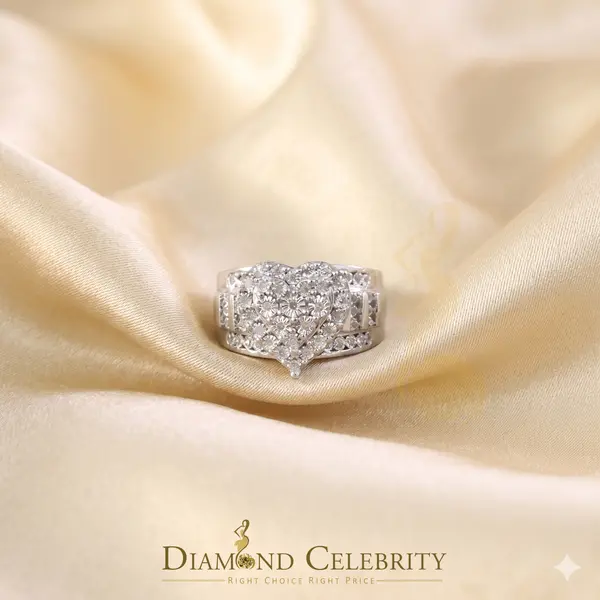 DiamondCelebritees Cindarella White Real Diamond 0.33ct 925 Silver Women Engagement Heart Ring SZ 7