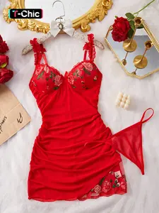 Women's Floral Print Spaghetti Strap Dress Set, Fitted, Lace Detail Straps, Patchwork Design, Breathable Fabric, Perfect for Spring Summer