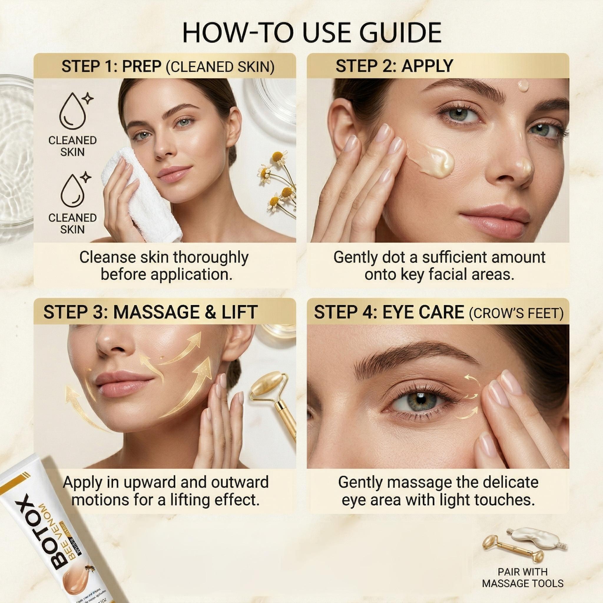 Bee Venom Anti-Wrinkle Cream:  Anti-aging peptide essence that creates glass-like skin and naturally slows down the aging process. Dermatologically proven, bee venom skincare #glassskintrend #antiaging