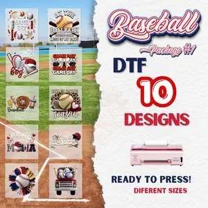 BASEBALL & SOFTBALL - 10 DTF DESIGNS- READY TO PRESS.