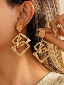 Women's Geometric Irregular Earrings, Fashionable Asymmetrical Dangle Earrings, Trendy Statement Jewelry for Women