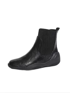 Women's New Fashion Short Boots, Patchwork Fabric, Simple and Elegant Low Heel, One-Step Slip-On, Easy to Wear and Remove, Perfect for Parties