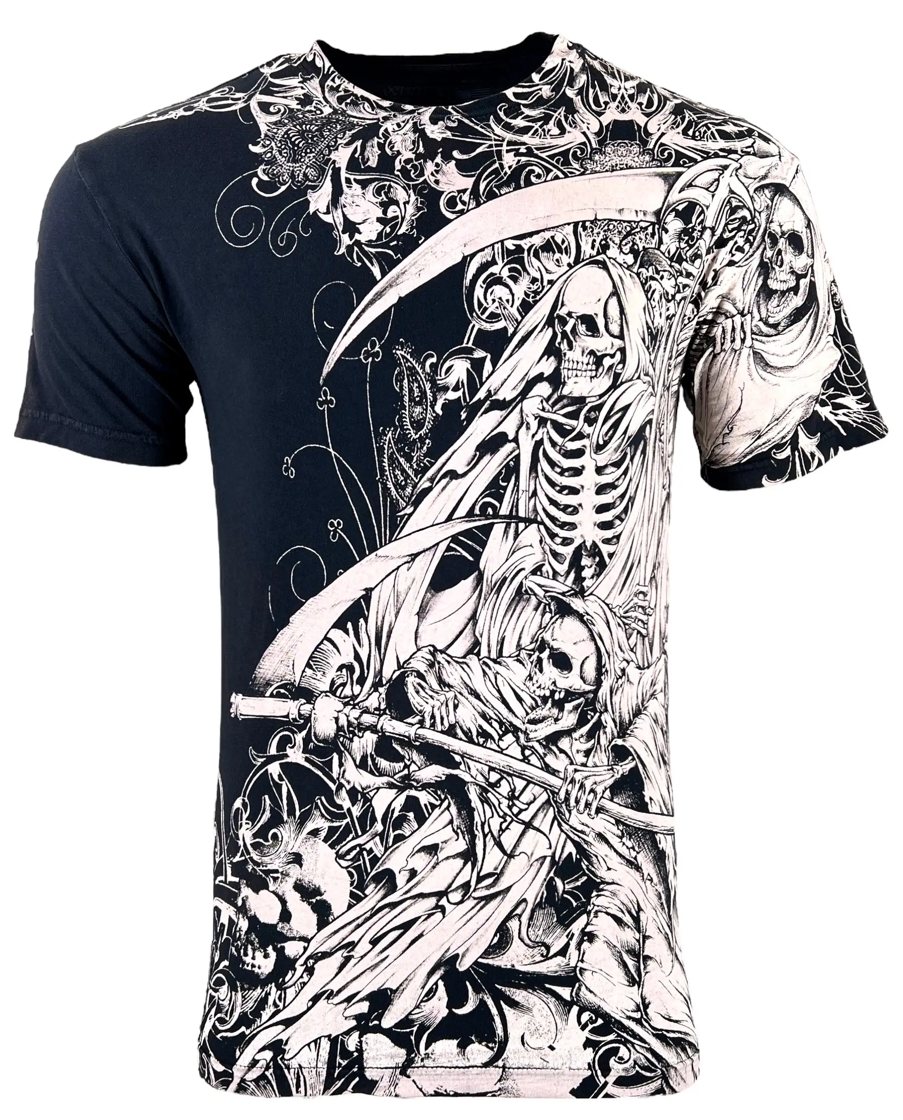 Xtreme Couture Men's Dark Hallucination 100% Cotton T-Shirt - Casual Short Sleeve Round Neck Top with Front & Back Print