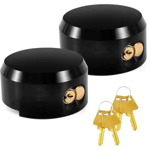 2 Pack Puck Lock for Trailers Keyed Alike, 6061 Aluminum Trailer Door Locks Hockey Puck Locks, Reinforced Hidden Shackle Padlocks for Trailers Trucks Vans Shed w/4 Keys