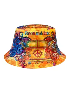 Peace car starry sky fisherman hat, double-sided wearable sun hat, foldable fashionable basin hat, colorful cool and fashionable, all season universal bucket hat, suitable for outdoor beach travel and party exploration