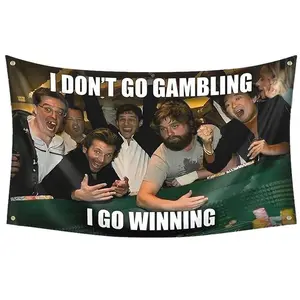 Solan "IDON'T GO GAMBLING IGO WINNING" 5x7Ft Flag Wall Tapestry Signs for Living Room, Bedroom, College Dorm & Men's Cave Decor Metal Smooth