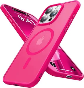 Hot Pink Skin-Like Magnetic Shell for iPhone 16 Pro – Smooth Touch, Anti-Fingerprint, Anti-Stain Aesthetic Smartphone