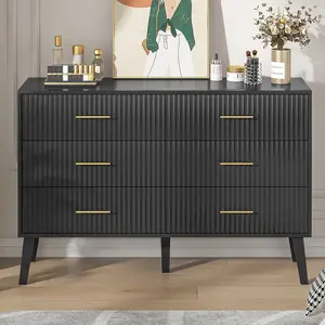 Accent 6 Drawer Dresser, Modern Closet Dressers Chest of Drawers with Fluted Panel, Living Room Bedroom Entryway and Hallway Cabinets Furniture