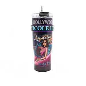 40 oz Print Tumbler with Handle Reusable Drinkware Cup Portable Flasks Printed Beverage Mug Bottles Stylish Washable Eco-Friendly - Bottled