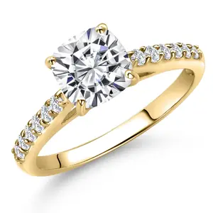 1.25 Cttw 10K Yellow Gold IGI Certified Lab Grown Diamond Engagement Ring For Women | Center Cushion Cut Diamond 1.00 Ct | D-E Color | VS1-VS2