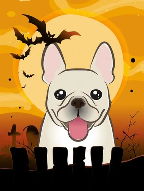 Halloween French Bulldog Flag Garden Size