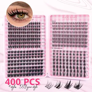 Natural style eyelash cluster set, 400 eyelash clusters, lightweight fairy fluffy design, D-curve 8-16mm, suitable for anime and role-playing, D Curl Eyelashes, DIY Cluster Lash