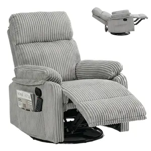 YunKiTech ergonomic 360° Swivel Rocker Recliner—Featuring a compact, upholstered fabric design with a built-in side storage pocket, this chair combines swiveling, rocking, and reclining functions to deliver a triple-comfort experience.