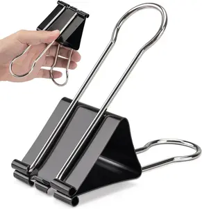 2.4-inch Extra Jumbo Binder Clips (2 Pcs) - Sturdy Paper Clamps, Large Paper Clips for Home, Office Stationery Use