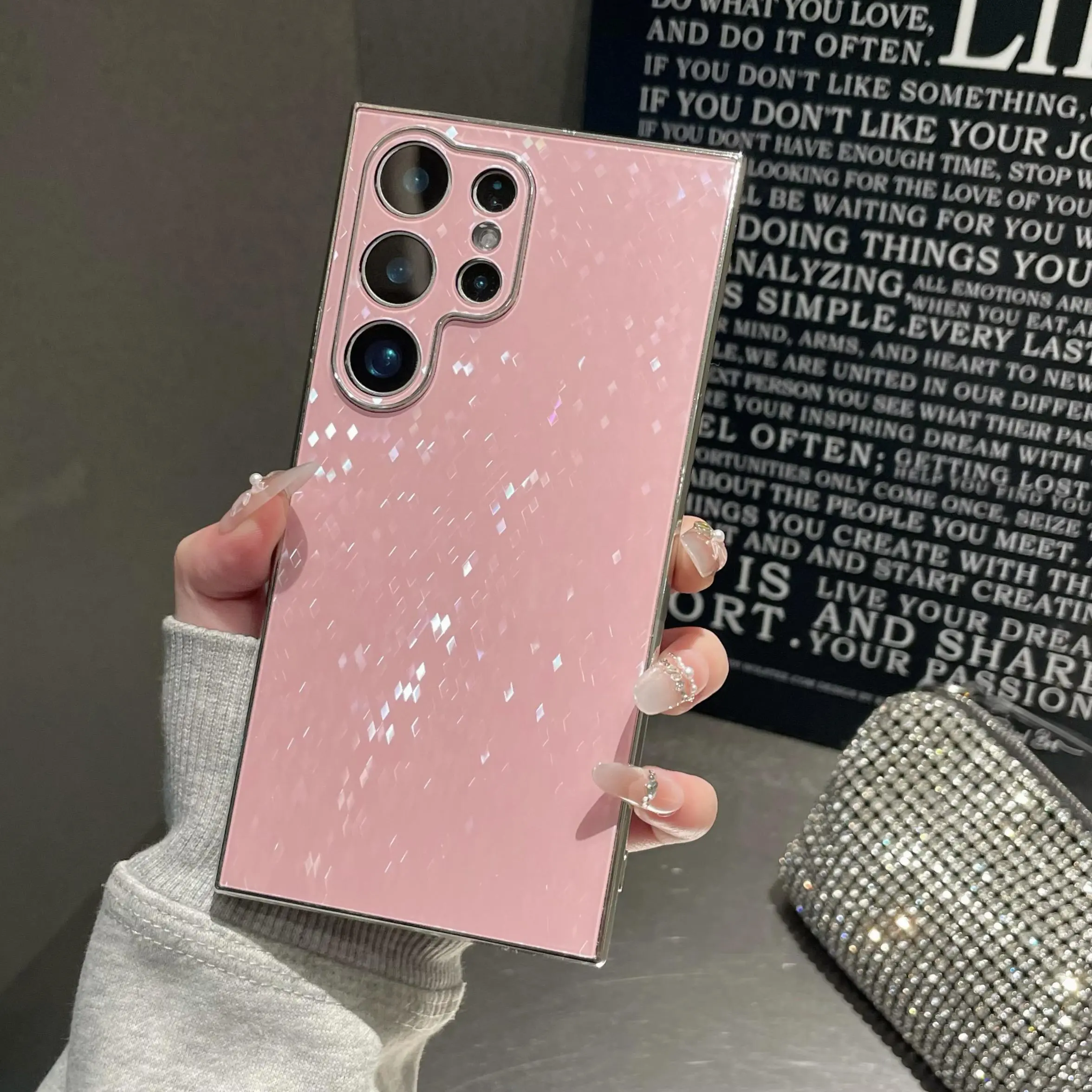 Glitter Phone Case, Anti-drop Cellphone Protective Case, Protection, Protector Shockproof Smartphone Mobile Phone Cover for Samsung S26Ultra S25Ultra S24ultra S23ultra S24plus S23plus, Casing, Accessories, Shockproof Cellphone Accessory