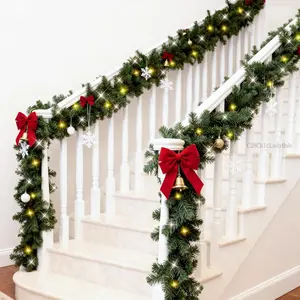 2 Pack Christmas Garlands with Lights, Artificial Pre-lit Garland Christmas for Stairs, 9FT Lighted Garlands with Timer, Battery Operated Christmas Garland for MantleC28ChicLadyHub