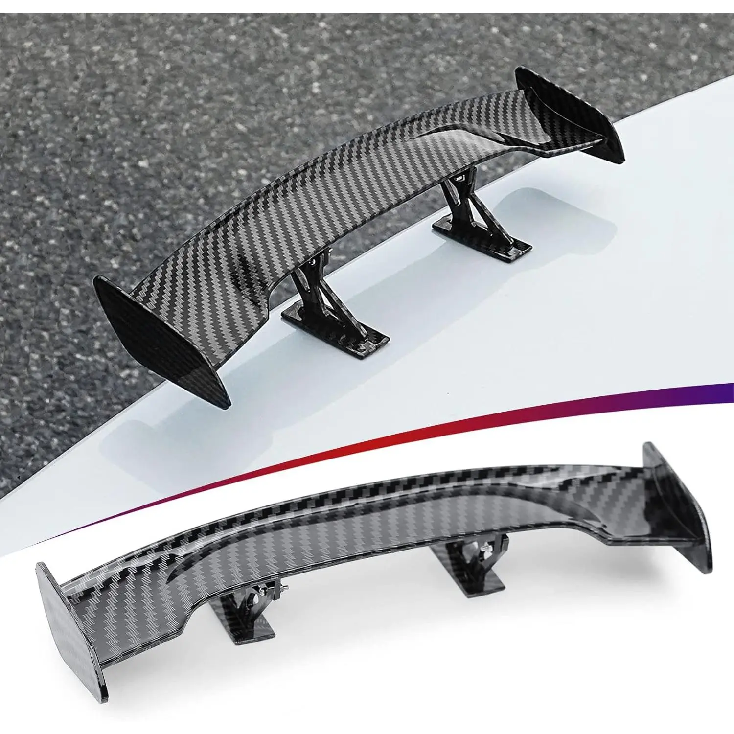 Universal Mini Car Spoiler Wing - ABS Material, Carbon Fiber Texture, No-Drill Adjustable Angle Rear Spoiler for Sedan, Hatchback, SUV Exterior Decoration, Ideal for Daily Commute