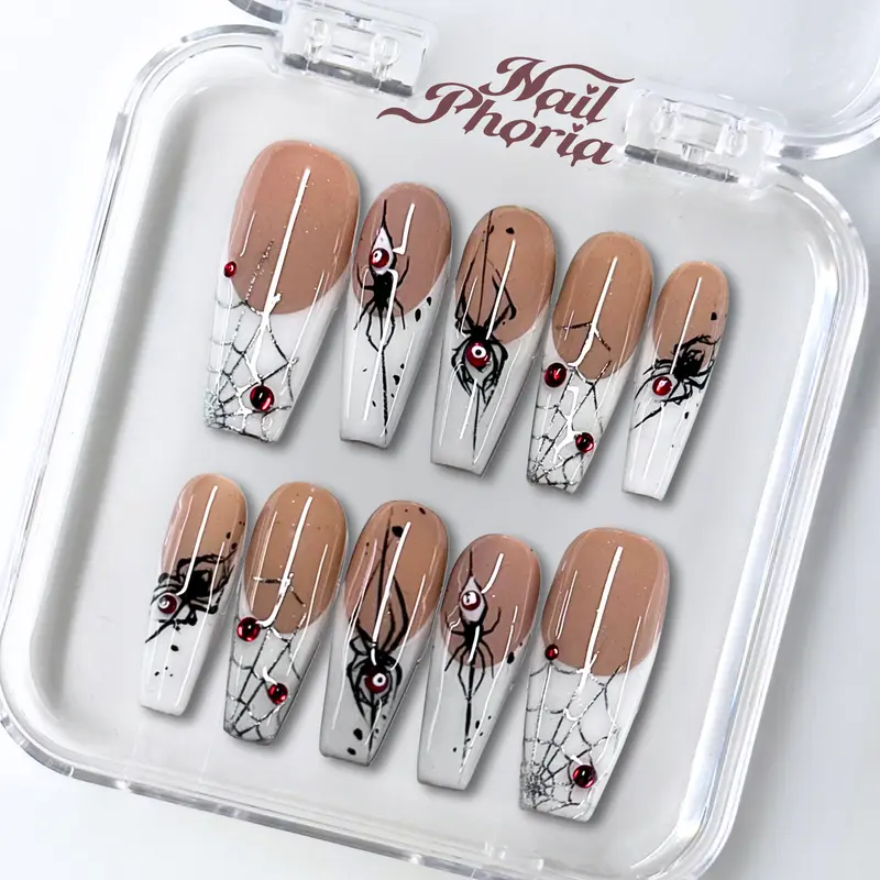 NailPhoria｜CRIMSON WIDOW Halloween Style Handmade Press On Nails Reusable/Long-Lasting / Salon-Grade
