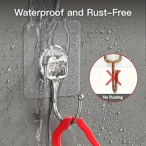 10pcs Sticky Wall Hooks, No Scent, No Power Needed, Rustproof Waterproof Strong Stainless Steel Hangers for Kitchen Bathroom Home Use