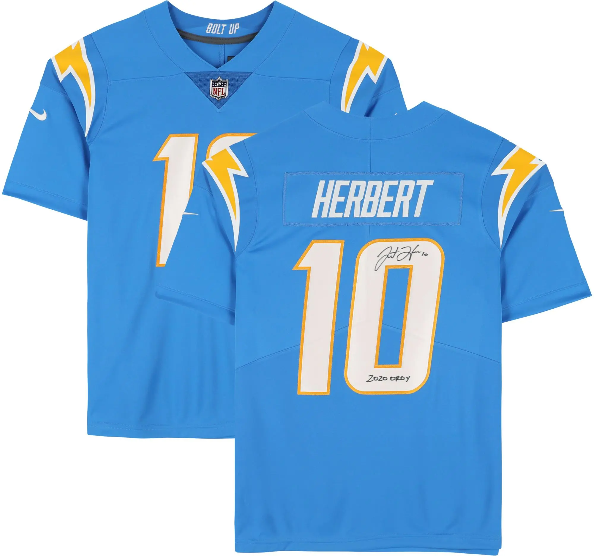Justin Herbert Los Angeles Chargers Autographed Powder Blue Nike Limited Jersey with "2020 OROY" Inscription - Fanatics Authentic Certified