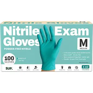 SUP Powder-Free Nitrile Gloves, 100 Count Food Safe Latex-Free Disposable Gloves for Medical Cooking Cleaning Food Prep, Teal