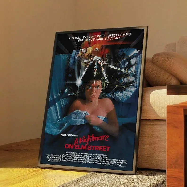 A Nightmare On Elm Street Movie Poster, Classic Slasher Movie Print, Halloween Decor Gift For Horror Fans