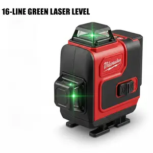 Milwaukee M12 16-line horizontal and vertical crosshair laser level is suitable for heavy construction work, featuring 0.3 mm high accuracy, dual-power M12 battery compatibility. Battery and charger included. Kit