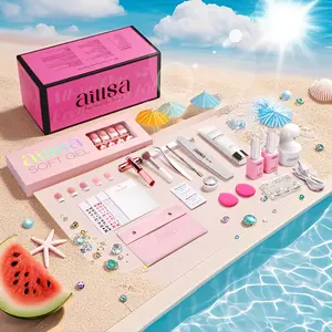 AILLSA French Nail Kit with Chrome Powder, 5 Different Base Colors, 30g Solid Nail Glue Medium Square Nail Tips Natural Fit Press On Nails DIY Fall Nail Care 2025 Birthday Gift for Women