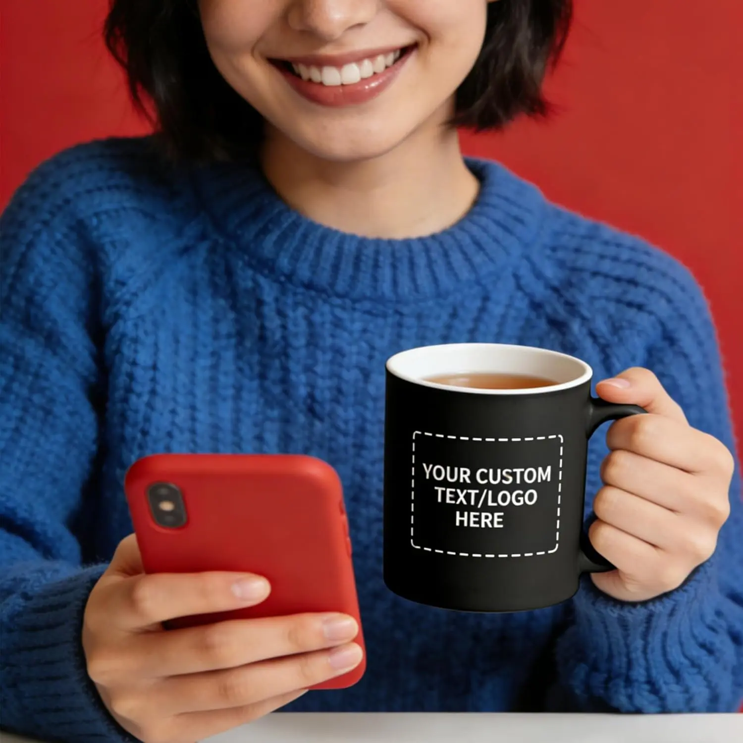 11 oz Customized Ceramic Heat-Sensitive Color-Changing Magic Cup - Printed Personalized Photo, Text, Logo, Glossy Reusable Tea/Coffee Mug, Festive Party Gift for Mom, Girlfriend