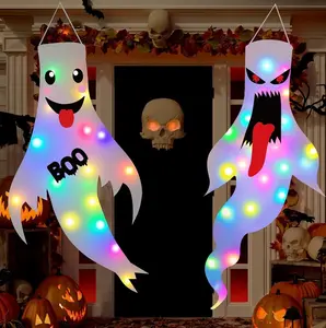 Halloween Decorations Outdoor Indoor, 2 Pack Light up Ghost Decorations with LED