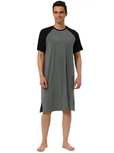 INSPIRE CHIC Men's Sleepwear Color Block Crew Neck Raglan Sleeves Lounge Pajamas Nightgown