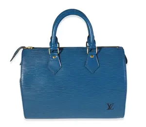 Pre-owned Louis Vuitton leather Shoulder Bags Toledo Blue Epi Speedy 25