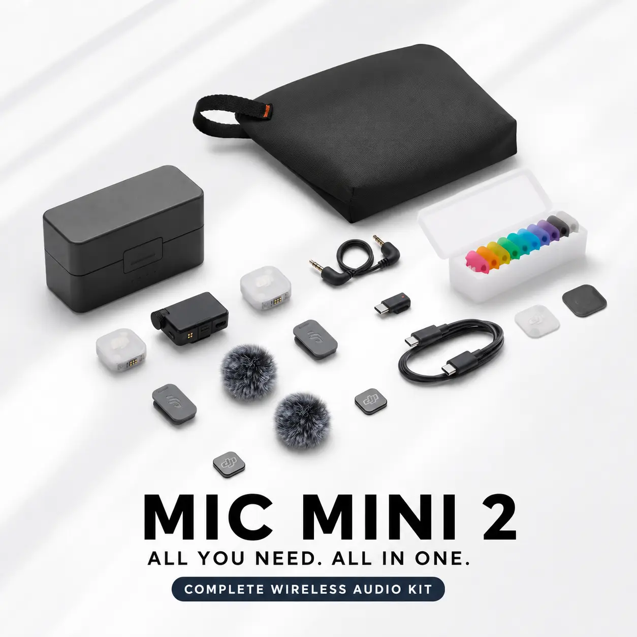 DJI Mic Mini 2 Wireless Microphone, 2-Level Noise Cancellation, 3 Voice Tone Presets, DJI OsmoAudio Direct Connection