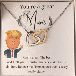 Happy Christmas Day Gift For Trump Mum, Personalized Necklace Gift for Mum, Heart Necklace Gift for Her, Sentimental Gift Necklace For Mum