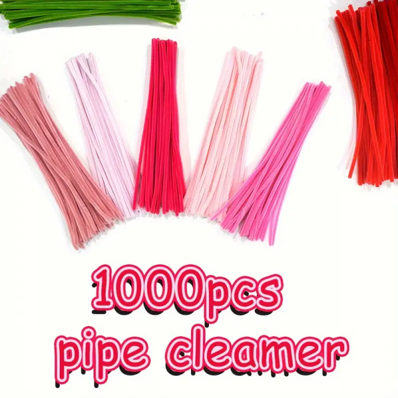 1000 pink series pipe cleaners, upgraded and densified version, 5 different shades of pink, a total of 1000 pieces, the unique color scheme is more attractive, suitable for holiday decorations and DIY crafts