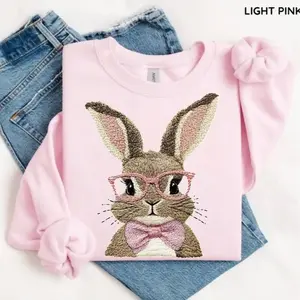 OddPaws - Retro Easter Bunny Sweatshirt, Vintage Happy Easter Shirt, Funny Easter Bunny Sunglasses Easter Holiday, Printed T-Shirt, Gift Easter