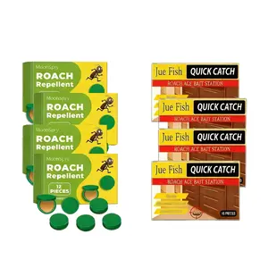 MoonSpy Roach Repellent & Jue Fish Quick Catch Roach Ace Bait Station - Buy 4 Get 4 Free Total 8 Packs for Kitchens & Bathrooms long-lasting effect traps cockroach extermination