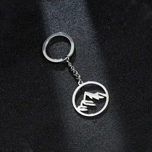 [Stainless Steel Keychain] Minimalist, Chain-Attached, Compact, Gender-Neutral Circular Pendant Keychain with Geometric Hollow Design, Chain-Attached Keychains, Circular Pendant Keychains